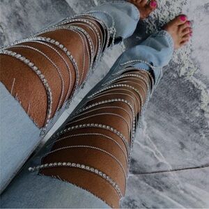Kiwi Boutique Rhinestone Boot-Cut Light Denim Jeans